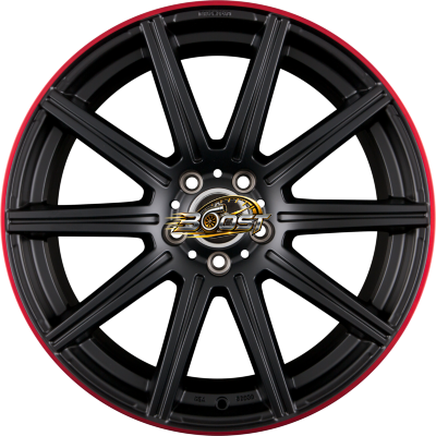KESKIN KT16 DYNAMIC Matt Black Lip Red (MBLR) — Zwart lichtmetalen velg