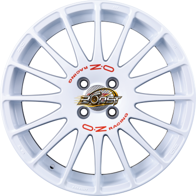OZ SUPERTURISMO WRC Race White + Red Lettering 7.00x18 4x108 OZ SUPERTURISMO WRC Race White + Red Lettering 7.00x18 4x108