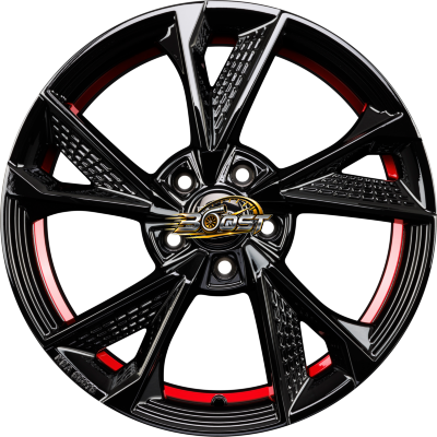 MAM MAM RS6 Black Painted Red Inside (BPRI) — Zwart lichtmetalen velg
