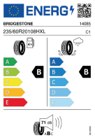 EU-label voor BRIDGESTONE ALENZA SPORT A/S
