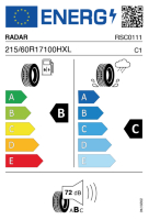 EU-label voor RADAR RPX800 PLUS