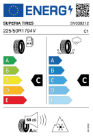 EU-label voor SUPERIA TIRES BLUEWIN UHP