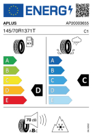 EU-Reifenlabel für APLUS AS909 ALL SEASON 145/70 R13 71T