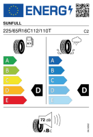 EU-Reifenlabel für SUNFULL SF-05 225/65 R16C 112/110T